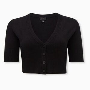 Torrid Shrug Button-Front Cropped Black Sweater